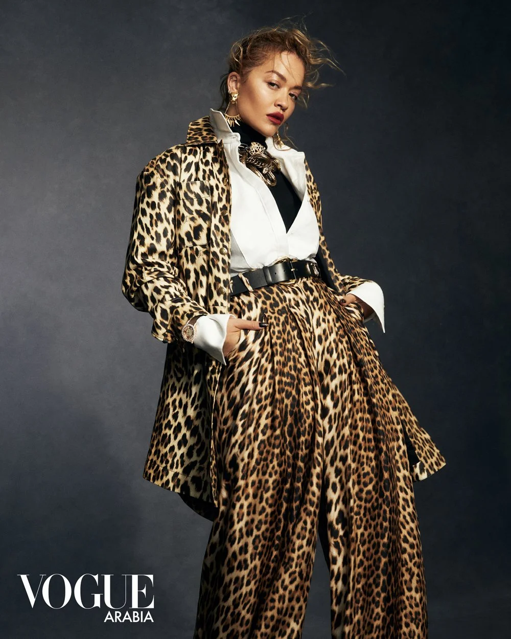 Rita Ora in Vogue Arabia February Donatella Versace Interview
